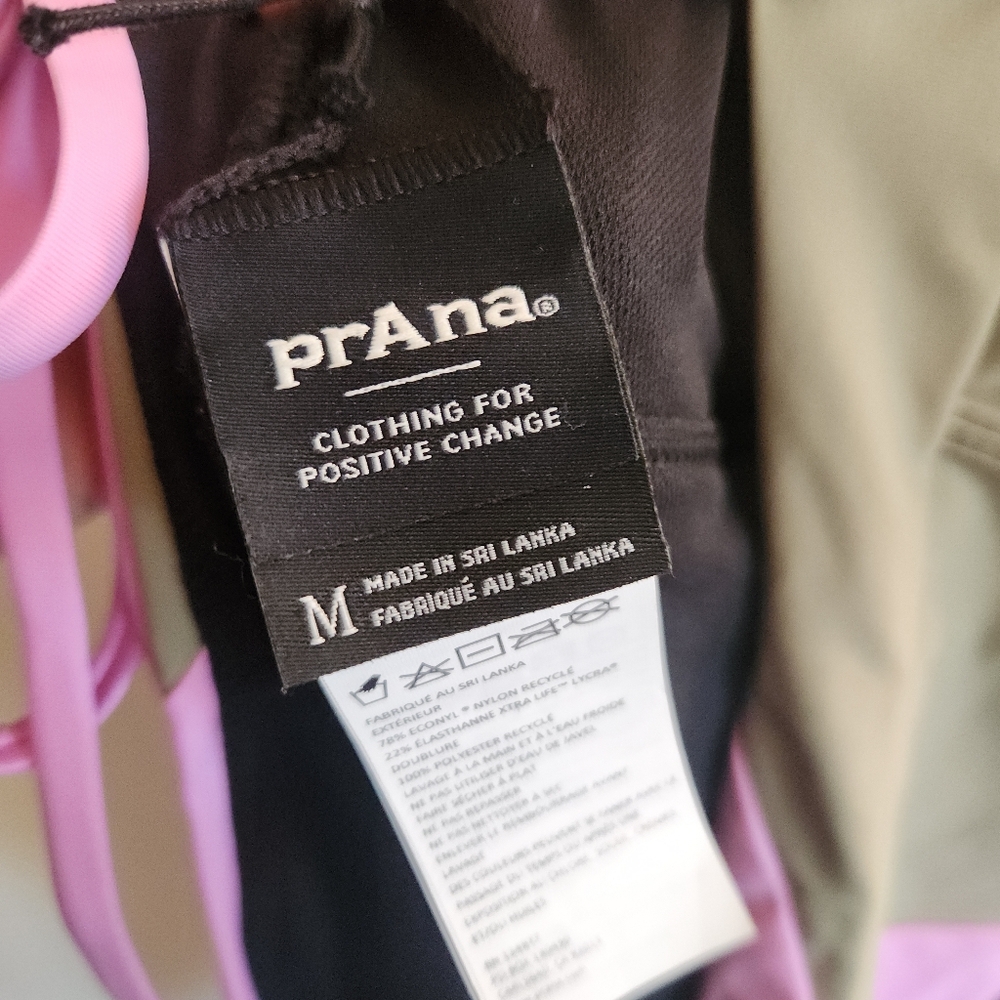 NWOT Prana Colorblock One-Piece Swimsuit Black Gray & Pink Open Low Back Medium - Picture 2 of 10